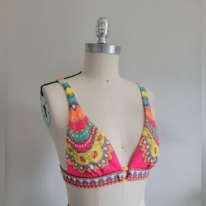 VICTORIA'S SECRET bright fluorescent pink patterned bikini top